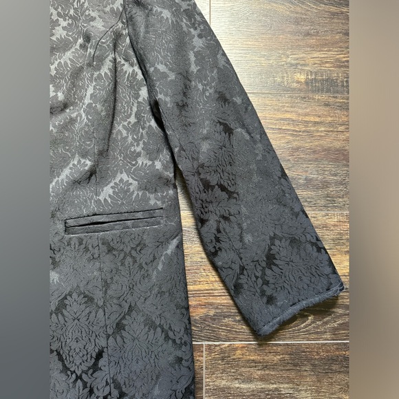 Vintage Victor Costa Occasion Long Black Brocade Jacket Coat Blazer M Medium - Picture 4 of 10